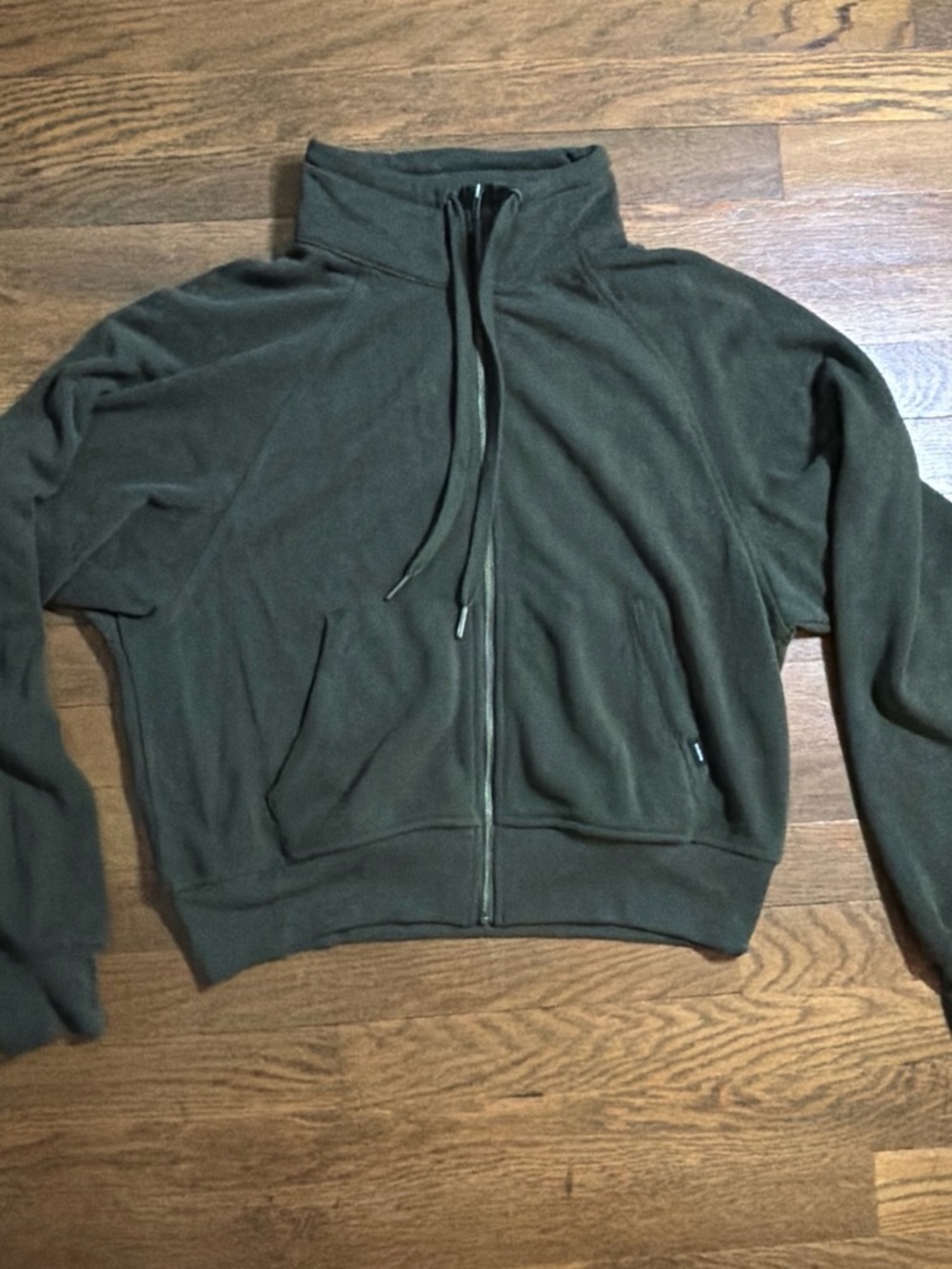 Prana crop Olive Green Full-Zip Funnel Neck Jacket